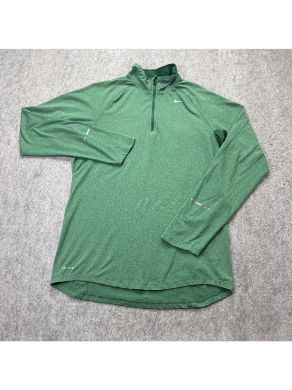 Nike Element Running 1/4 Zip Pullover Men S Green Reflective Stretch 519199 - Picture 2 of 16